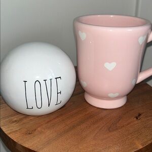 Pink Heart Mug and Love Decor ball Set--mug never used